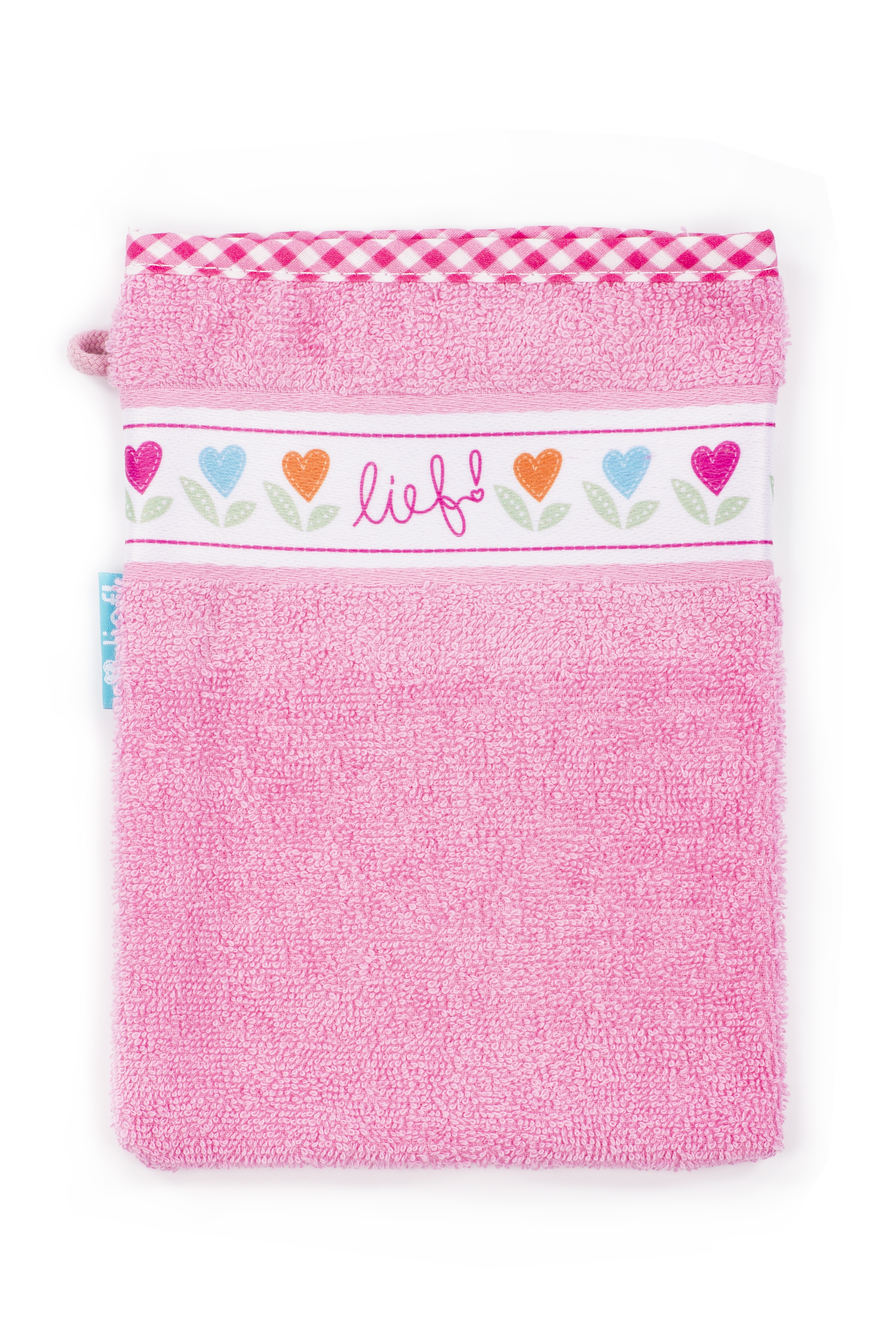 Washandje Girl uni roze, 16x21cm 