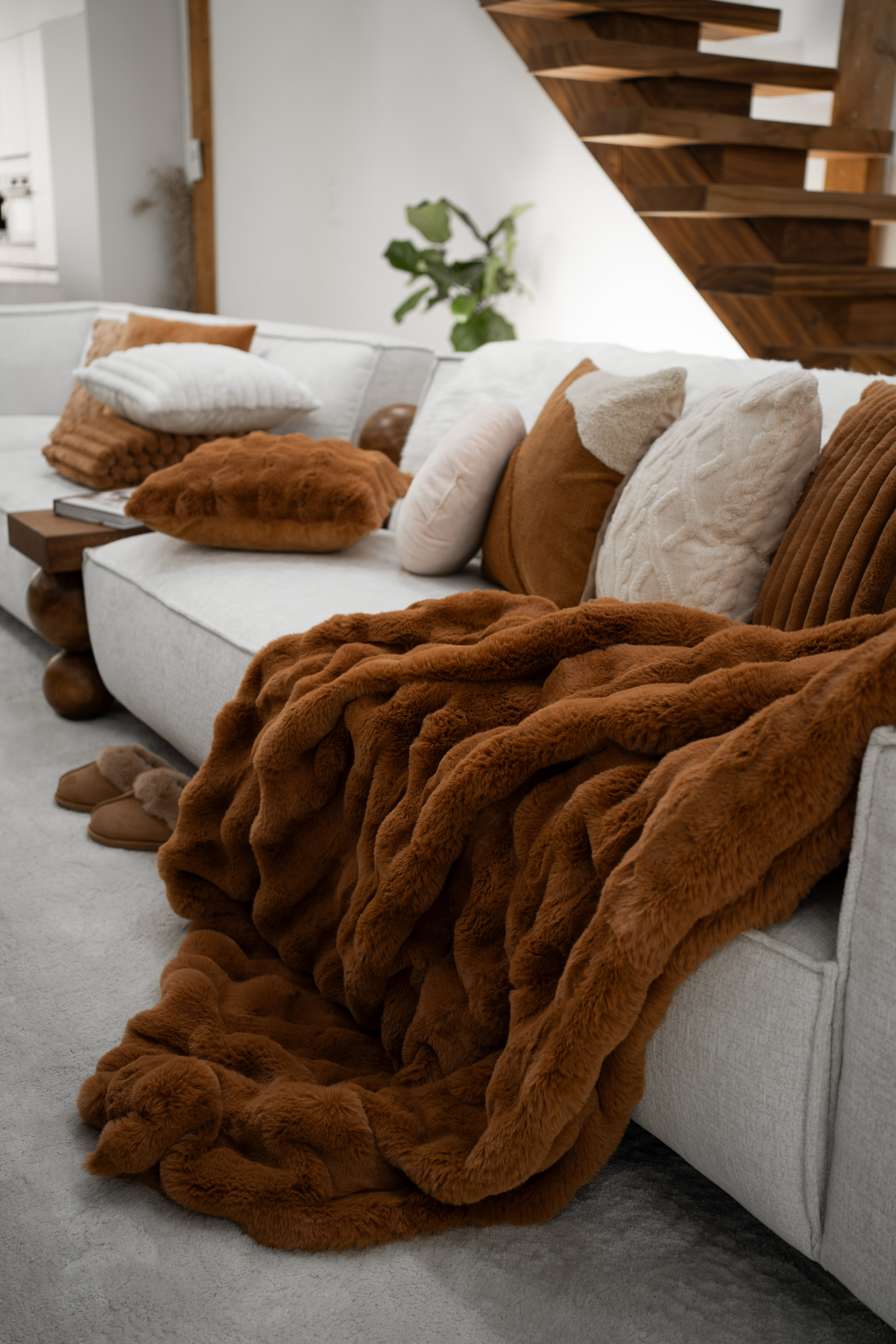 Bubble rabbit fur throw - 130x180cm, grey