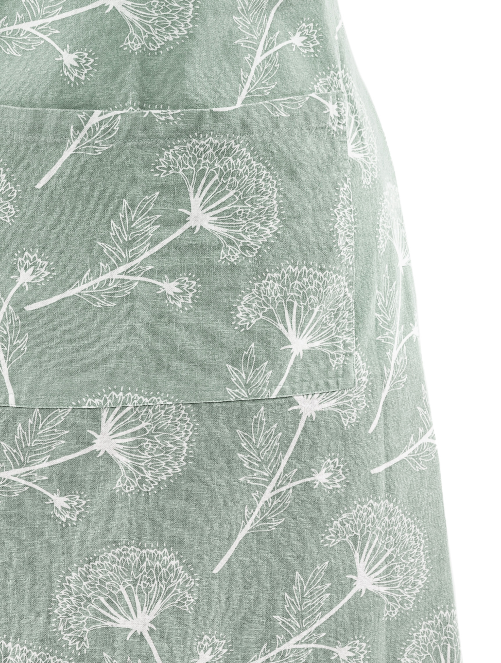 Apron MYRNA, floral printed,  74x85cm, green