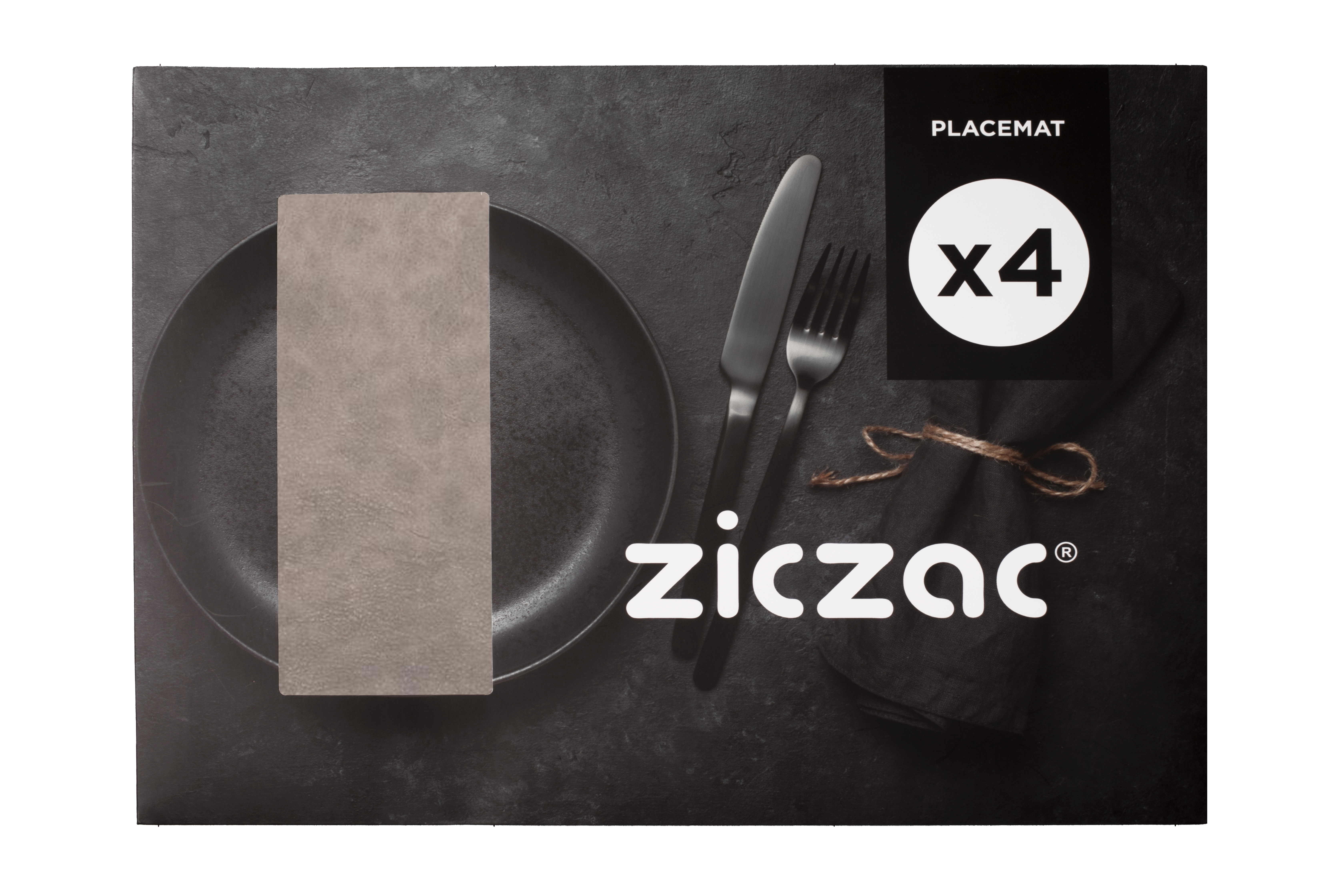 Placemat TROJA, 33x45cm, charcoal - set of 4 in giftbox