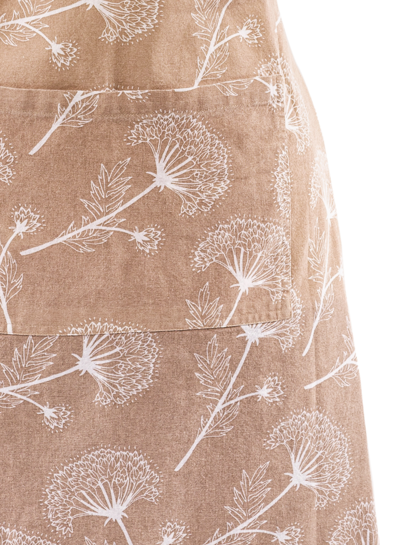 Apron MYRNA, floral printed,  74x85cm, indian tan