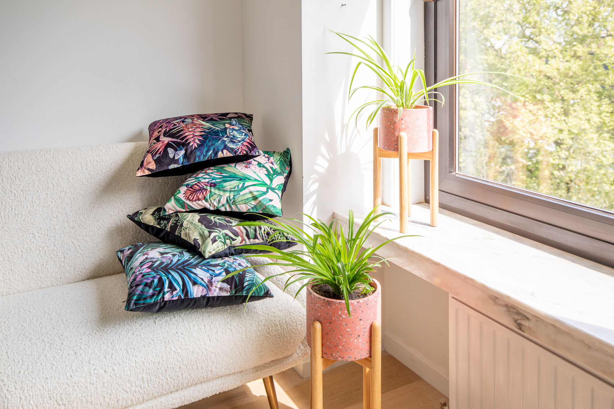 Cushion (filled)  AMBIANCE PRINT 45X45CM, flamingo