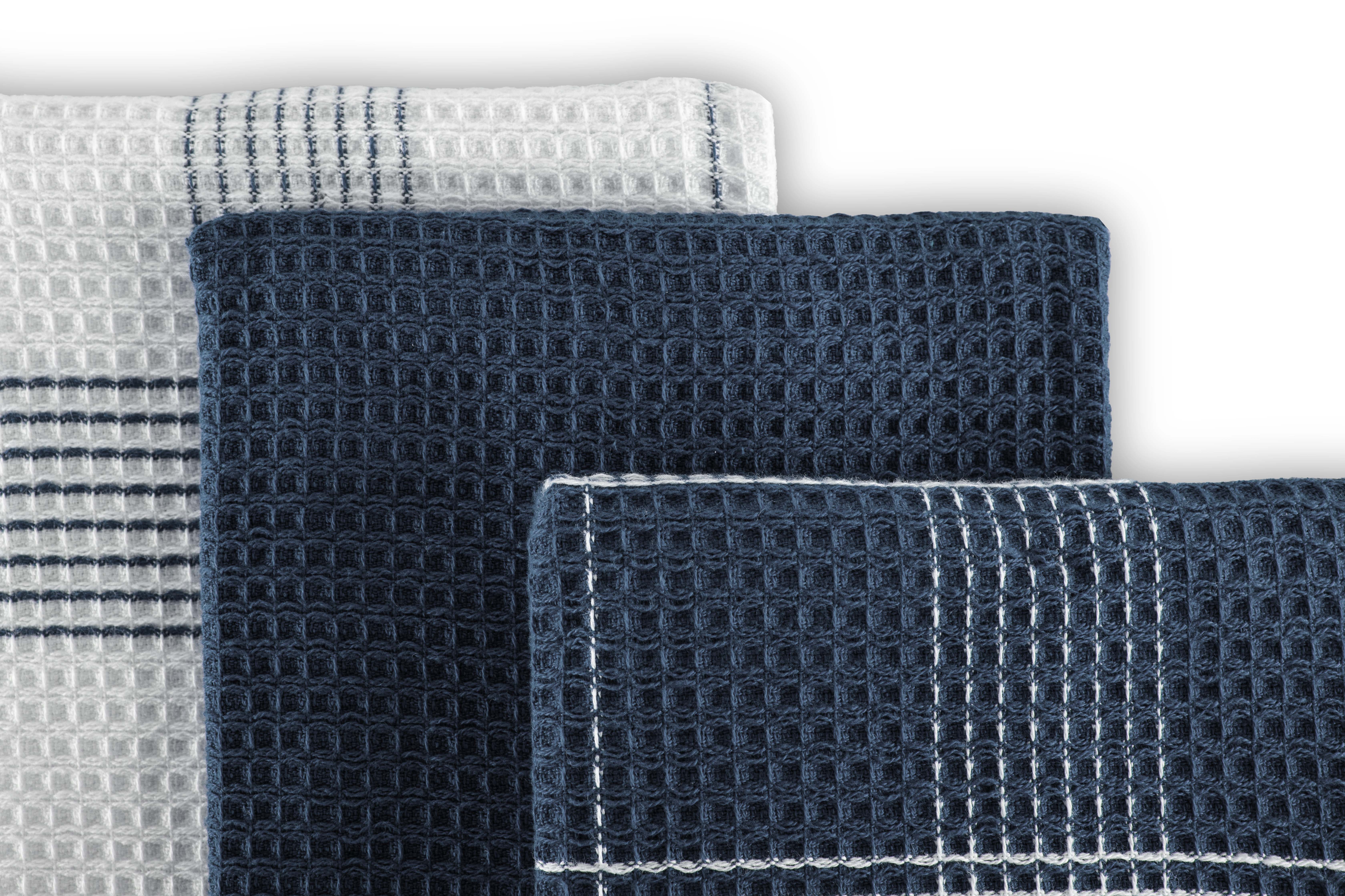 Keukenhanddoeken Culinary Duo Waffle 50x76 washed indigo, set3