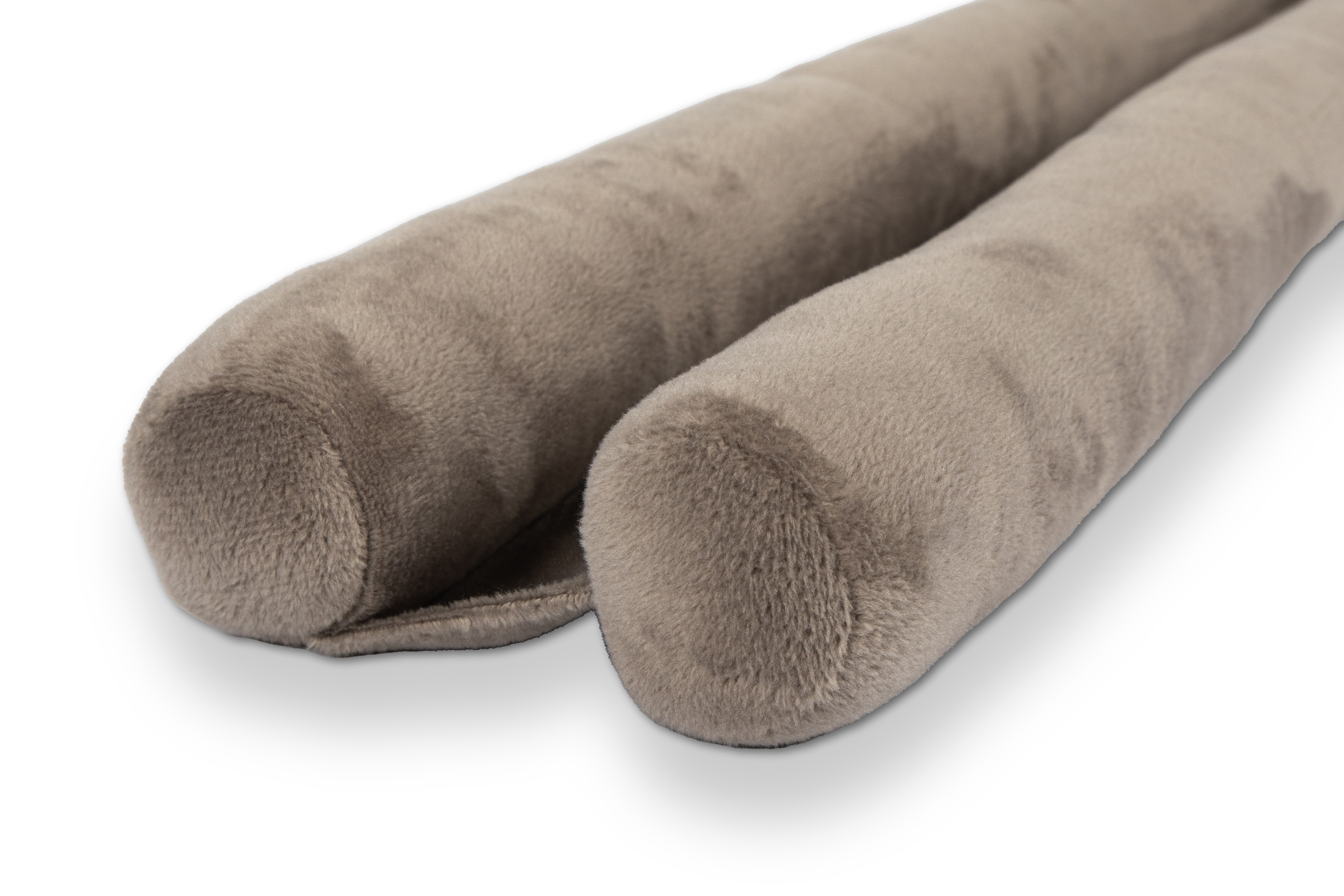 Boudin de porte double face - micro flanelle - 80x16x5 cm, taupe