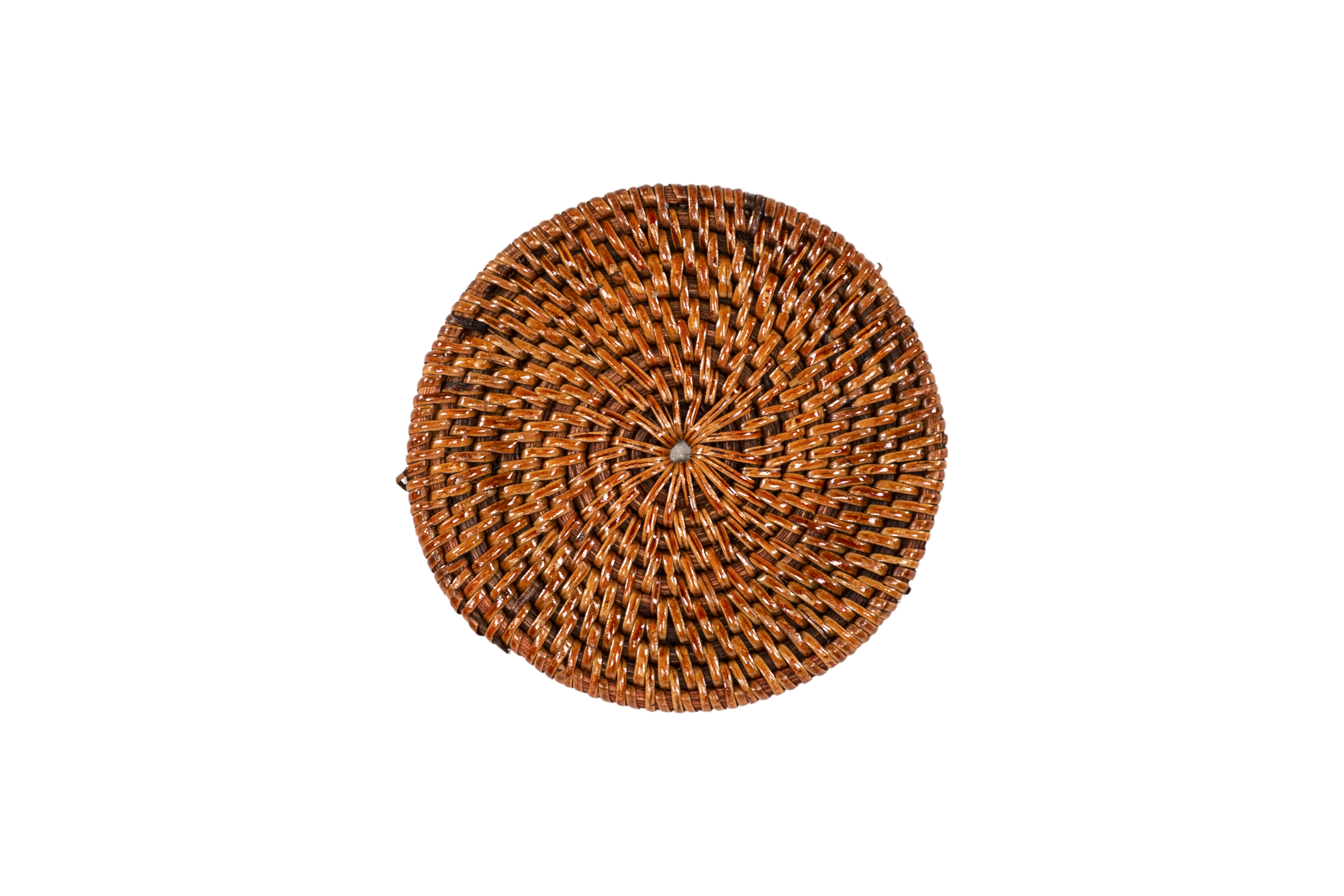 Coaster rattan dia 10cm - set/6 in round holder, brown