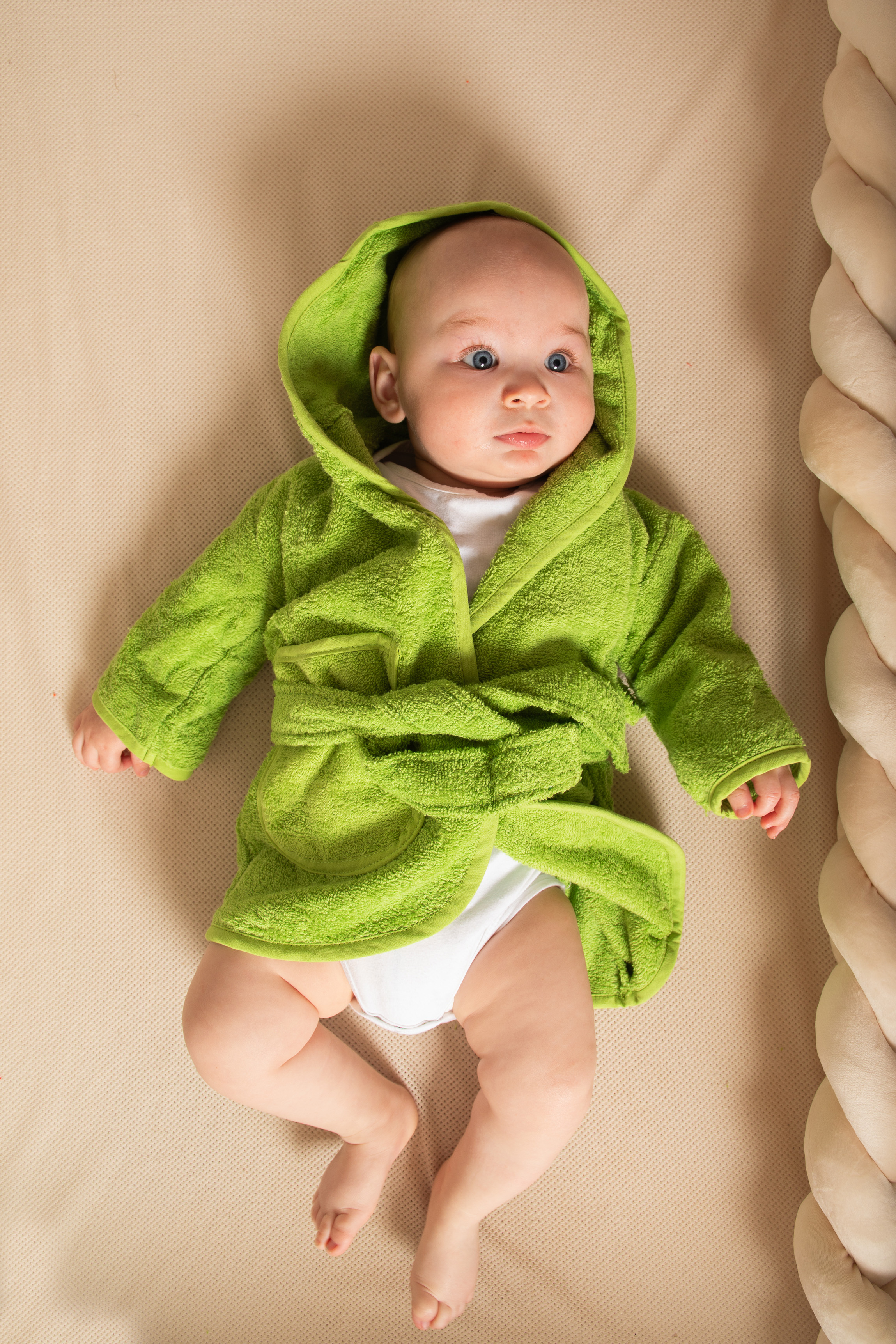 Baby bathrobe uni - 2-4 year, green