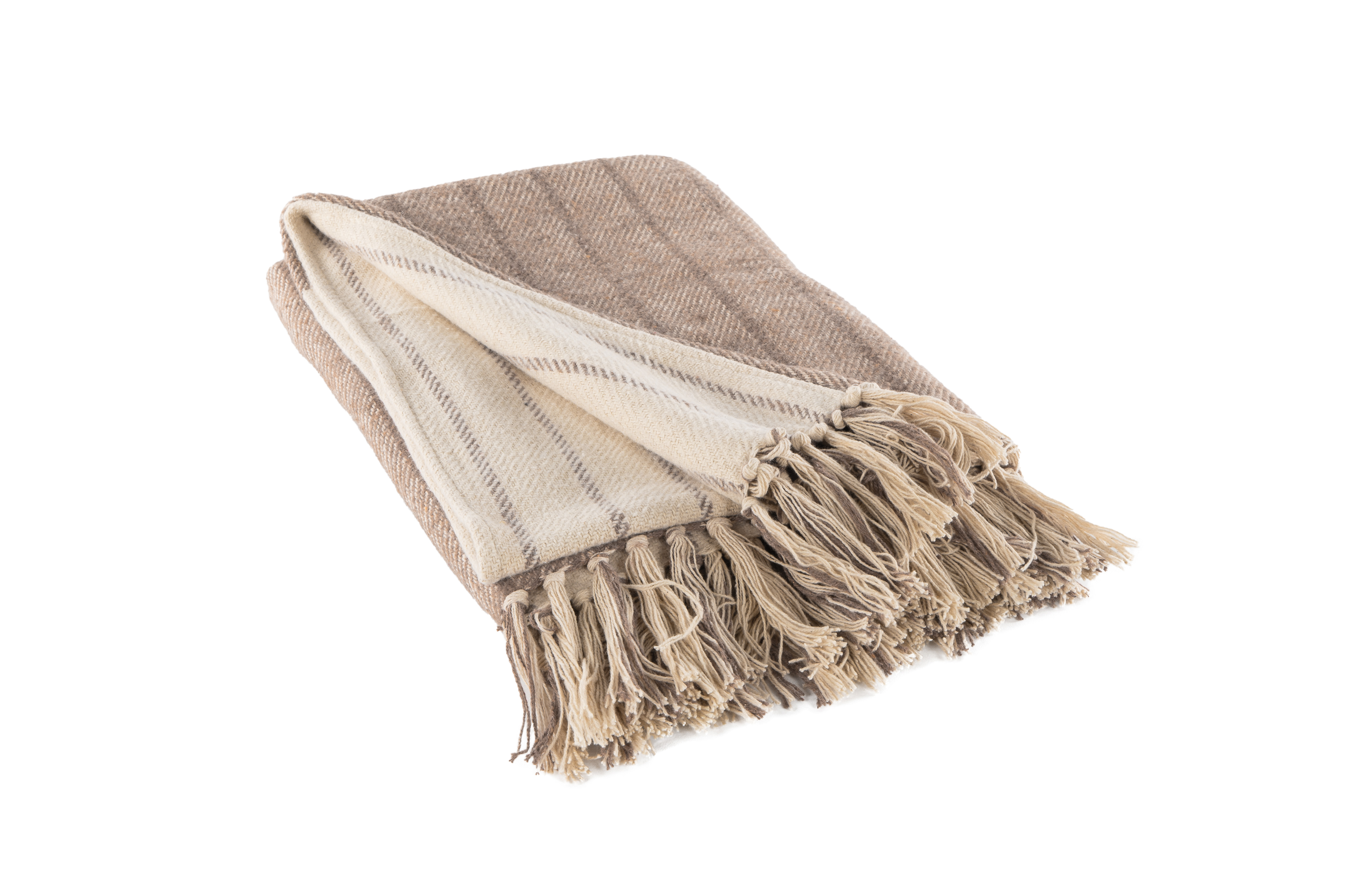 Plaid ALMA with fringes - 130x160 cm, taupe