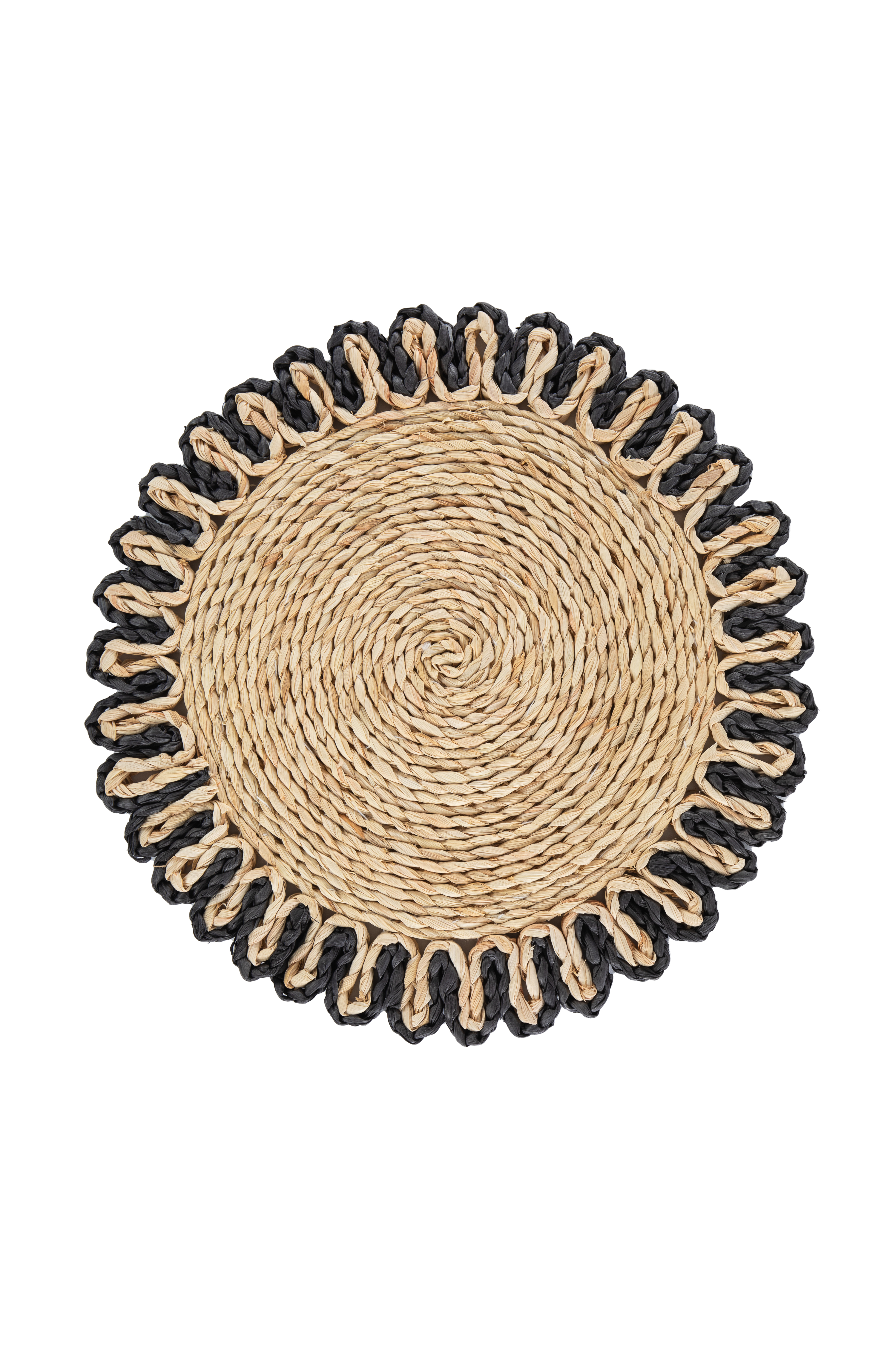 Placemat CORNHUSK - dia 38 cm, zwart/natural