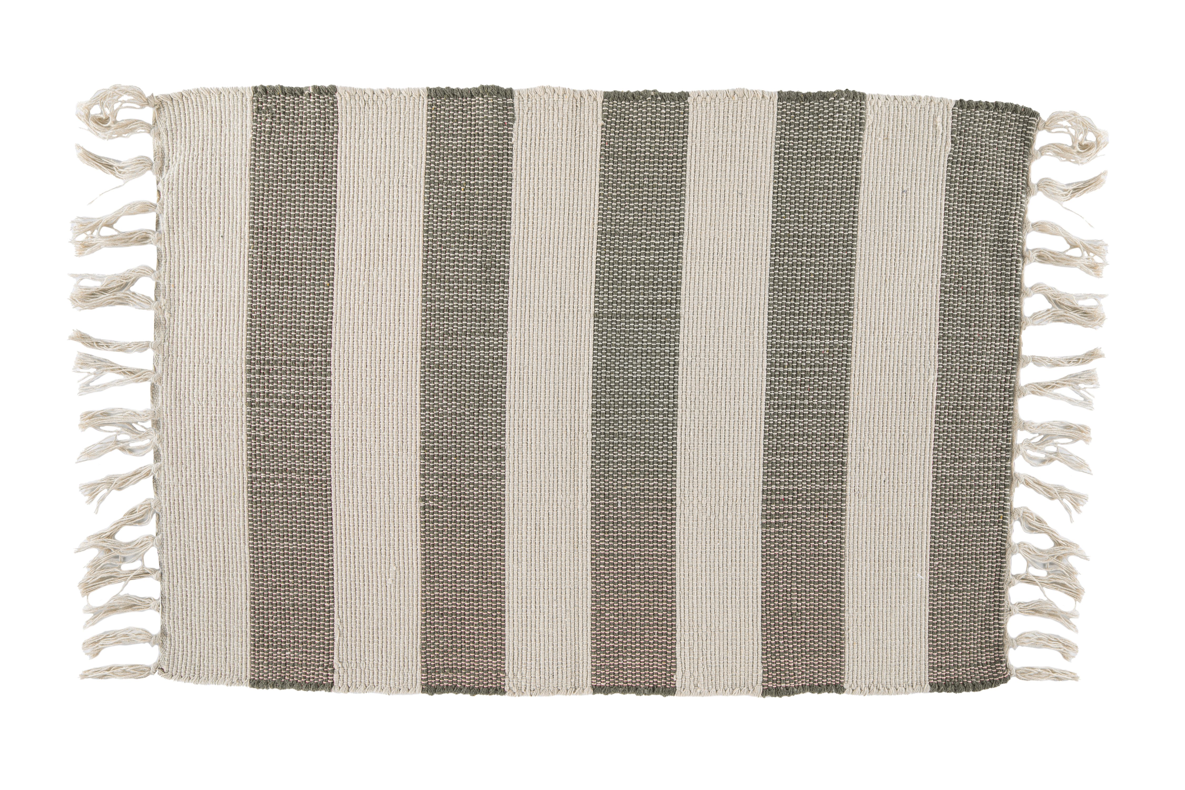 Tapis IVAR- à rayures - à franges – 50x80 cm, vert