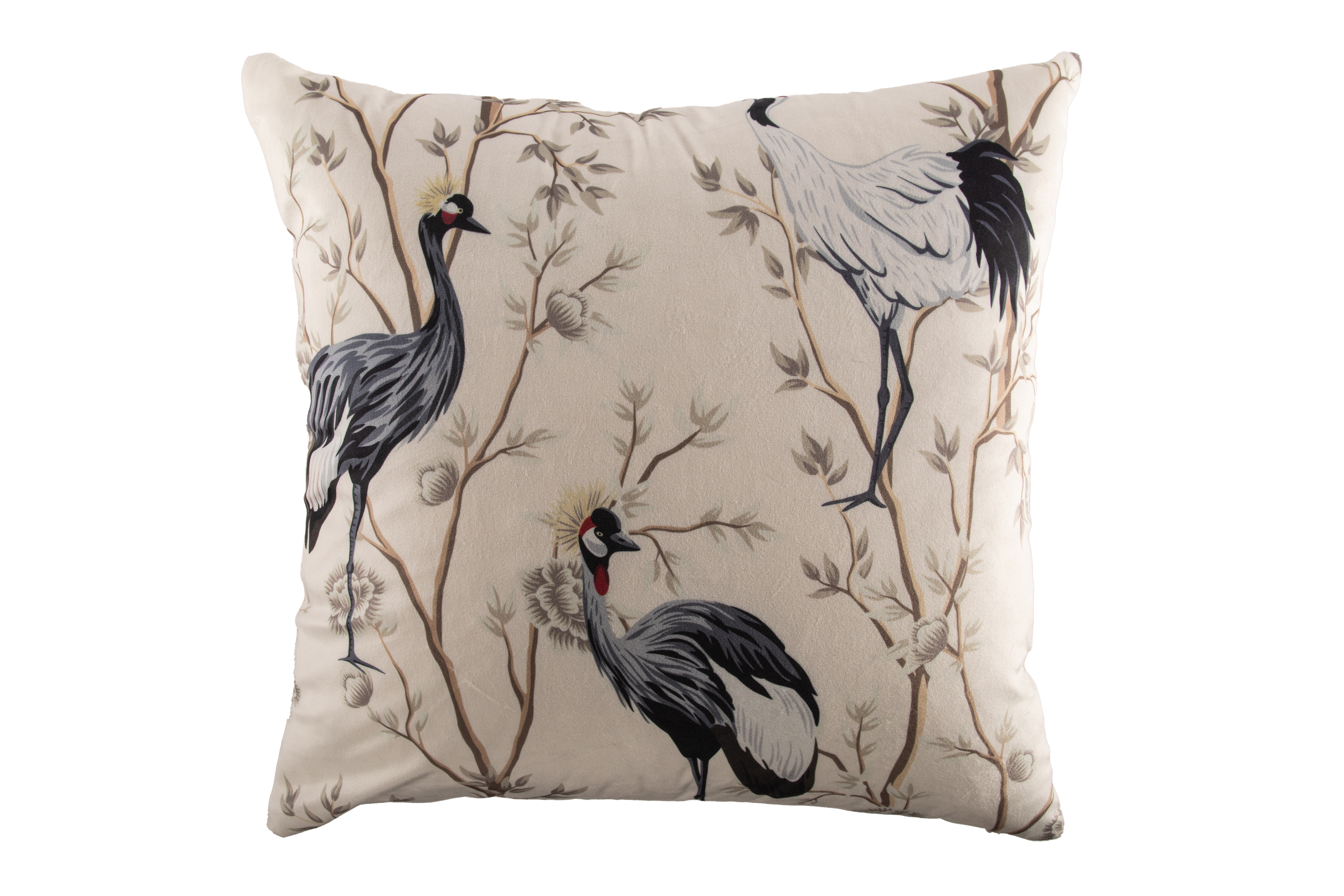 Coussin (rempli) 43x43 cm, Cranes in a blooming forrest - 01