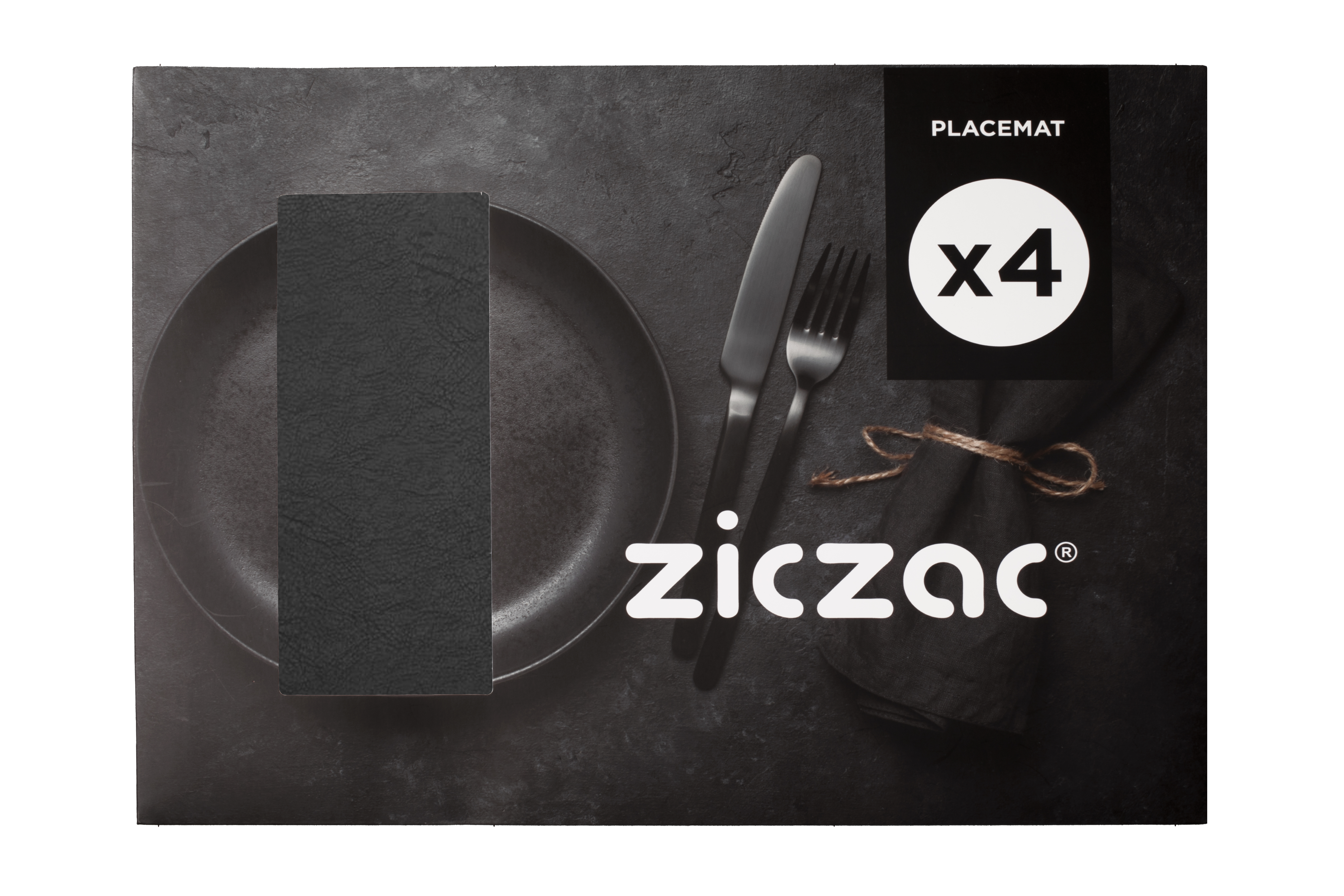 Placemat TROJA, 33x45cm, black - set of 4 in giftbox